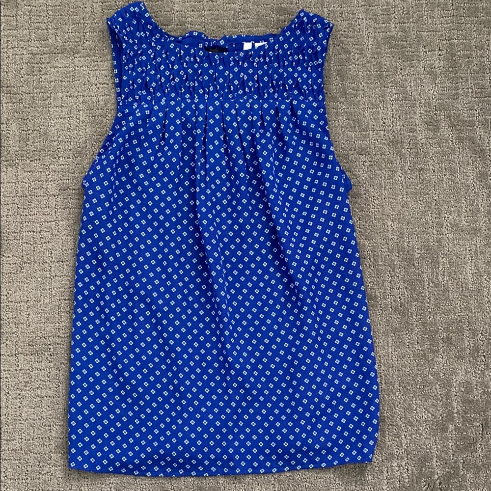 Elle Blue Smocked Sleeveless Blouse